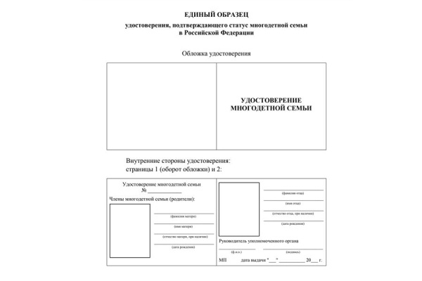 Правительство России утвердило единый образец удостоверения многодетной семьи